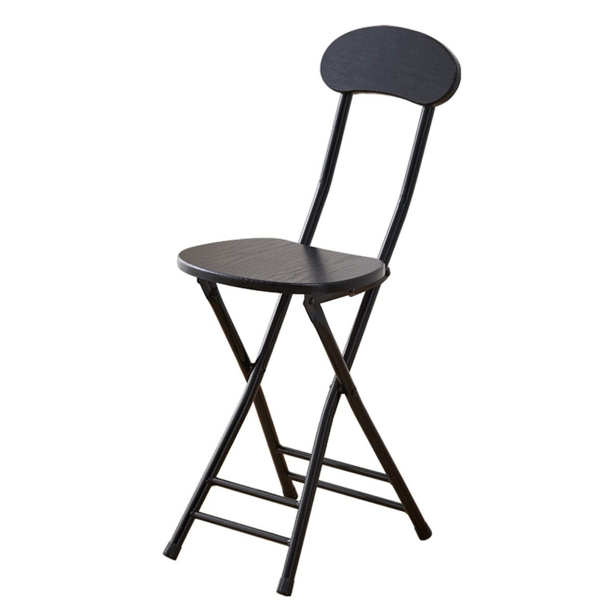 Black 18 Inch Folding Stool with Backrest H270