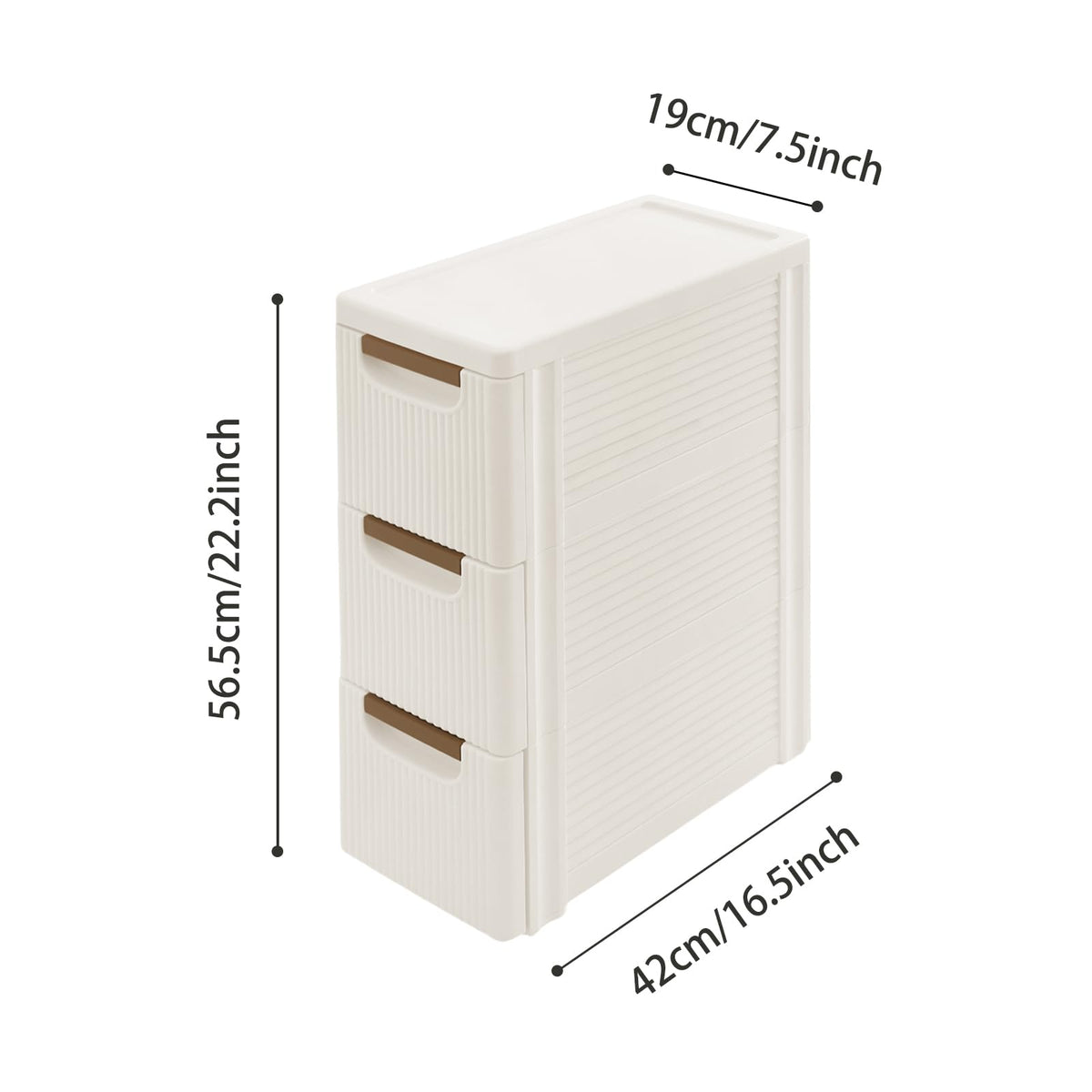 Narrow Rolling Storage Cabinet with 3 Drawers Y6984