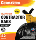 42 Gallon 4 MIL Black Heavy Duty Trash Bags Pack of 32 D1100
