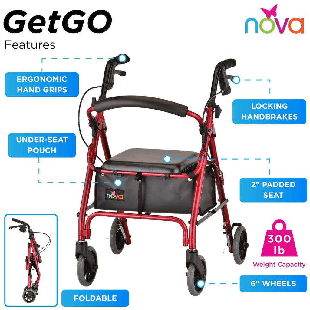 Lightweight Folding Narrow Rollator Walker with Seat G36713