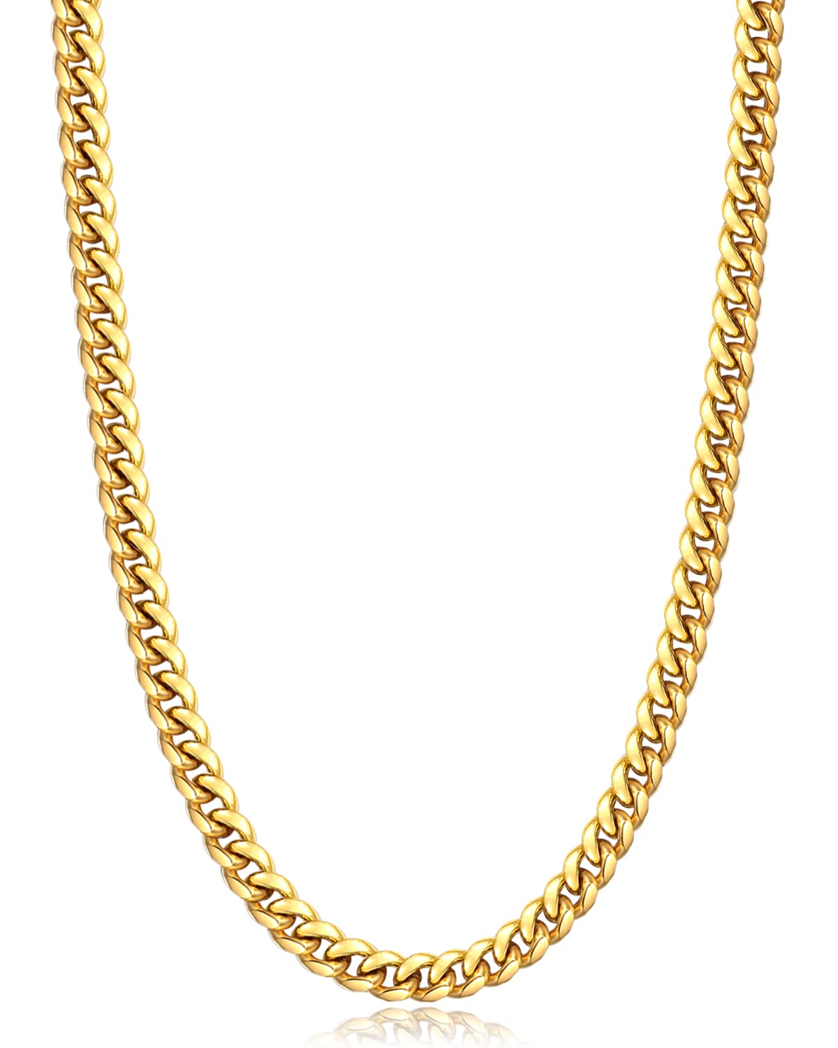 Cuban Link Chain Necklace 4mm 18K Gold Plated Stainless Steel P8533