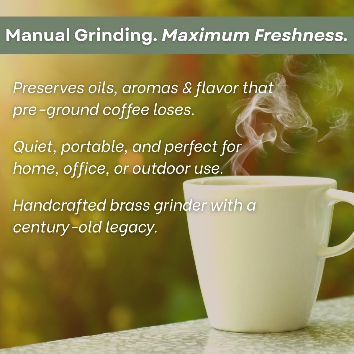 Manual Coffee Grinder Adjustable Hand Crank Burr Mill W4029