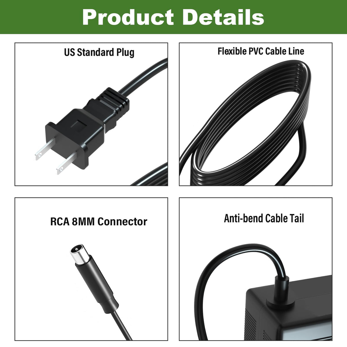 42V 2A Battery Charger Power Adapter Cord M585564