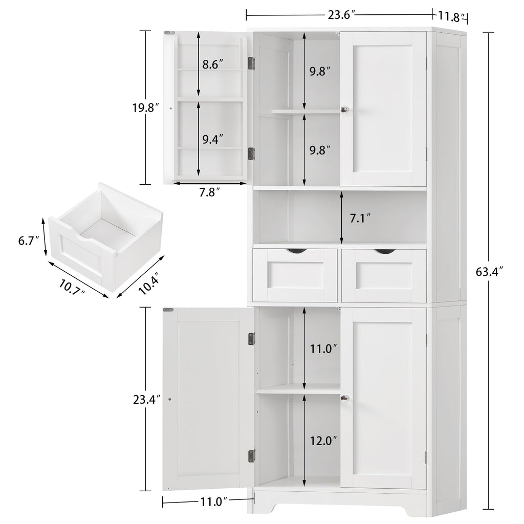 63.4"H Kitchen Pantry Cabinet with 4 Door Shelves U892245