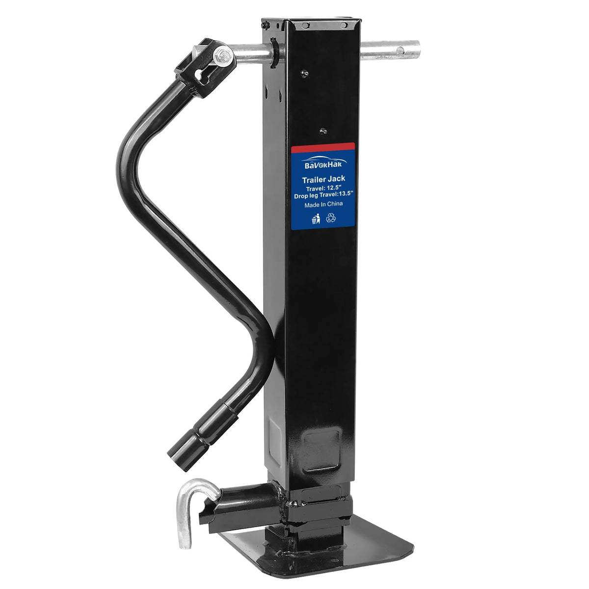 12000 LBS Weld-On Trailer Jack 4" Square Tube 26" Travel Side Wind Black P505773