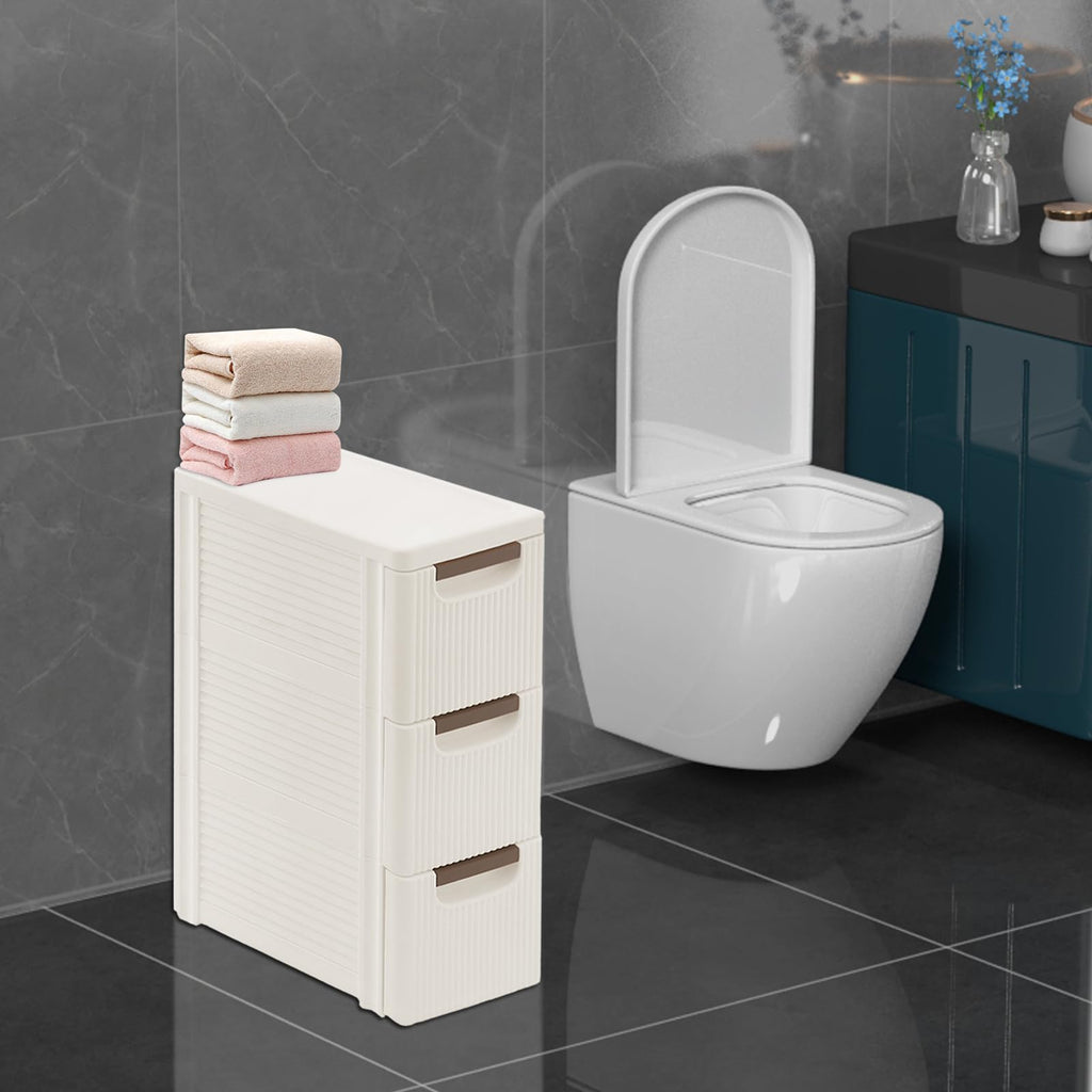 Narrow Rolling Storage Cabinet with 3 Drawers Y6984