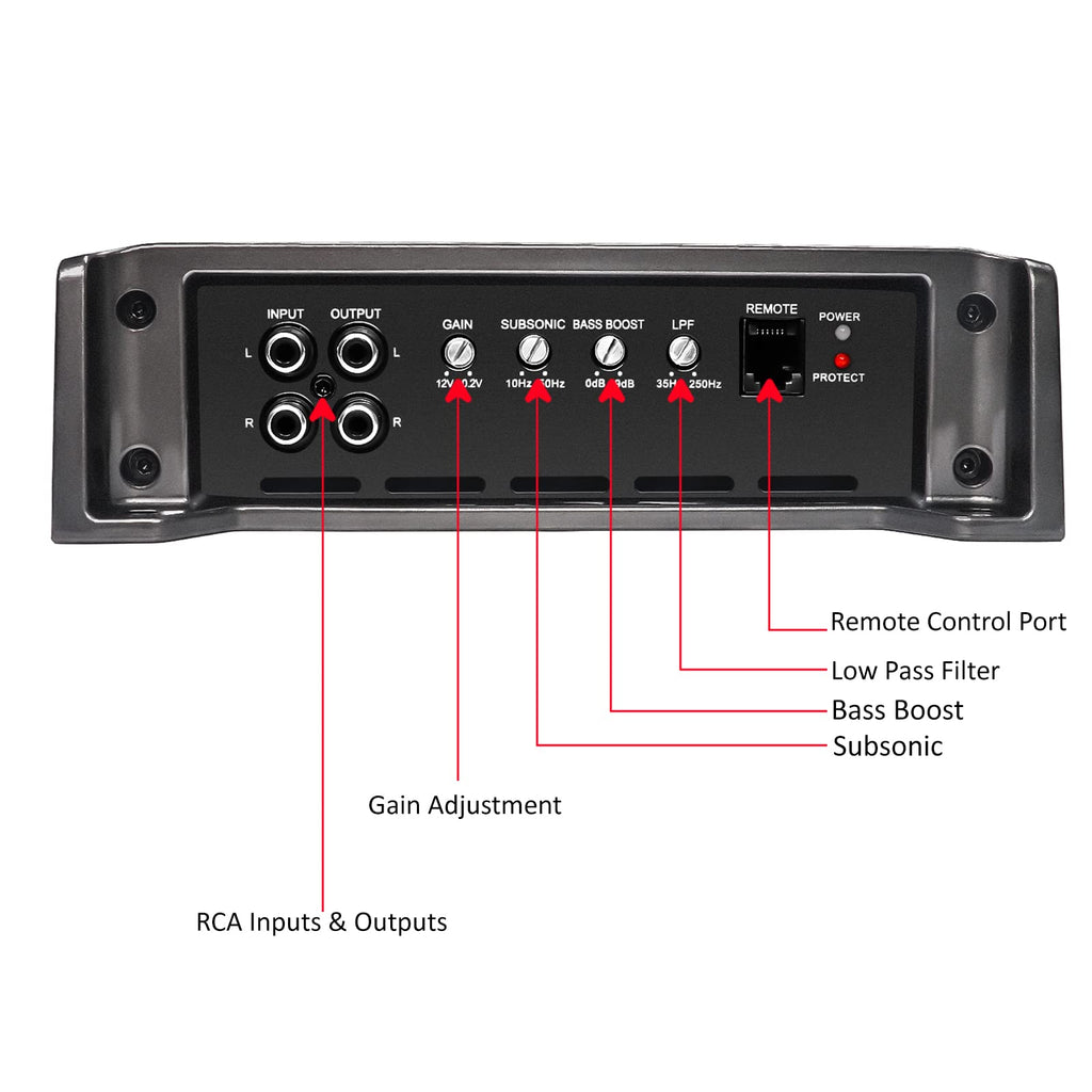 2500W Class D Car Audio Mono Block Subwoofer Amplifier G5208