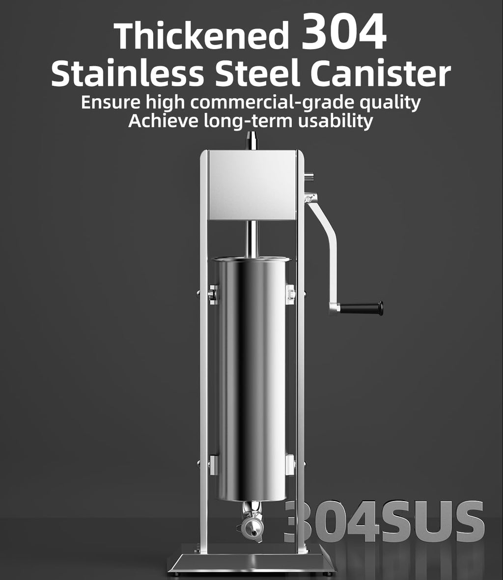 Manual Sausage Stuffer 15 Lb with 4 Stainless Steel Stuffing Tubes S2204