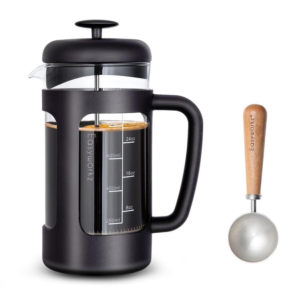 34 oz French Press Coffee Tea Maker with 10g Measuring Spoon C53135