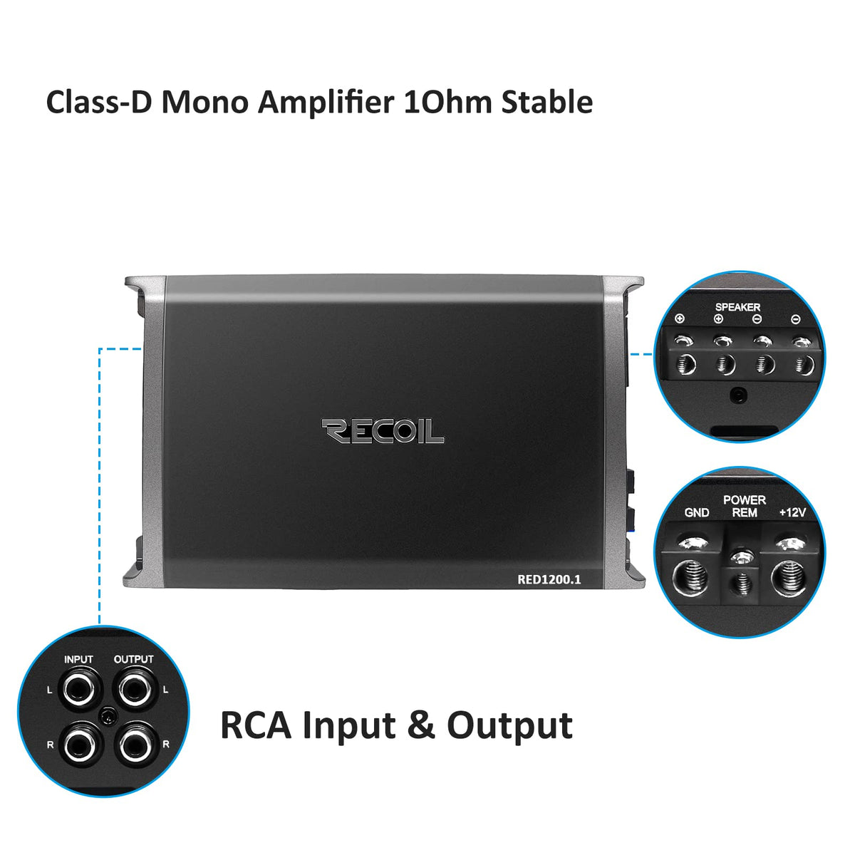 2500W Class D Car Audio Mono Block Subwoofer Amplifier G5208
