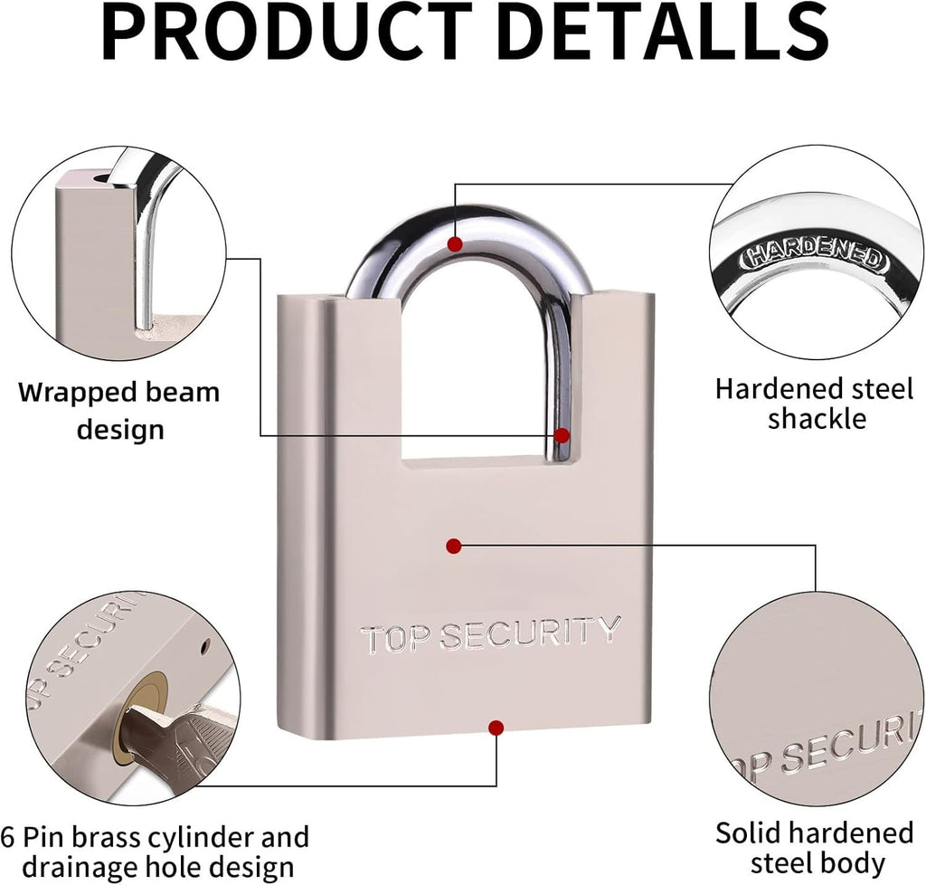 Heavy Duty Solid Brass Keyed Padlock with 4 Keys V5592