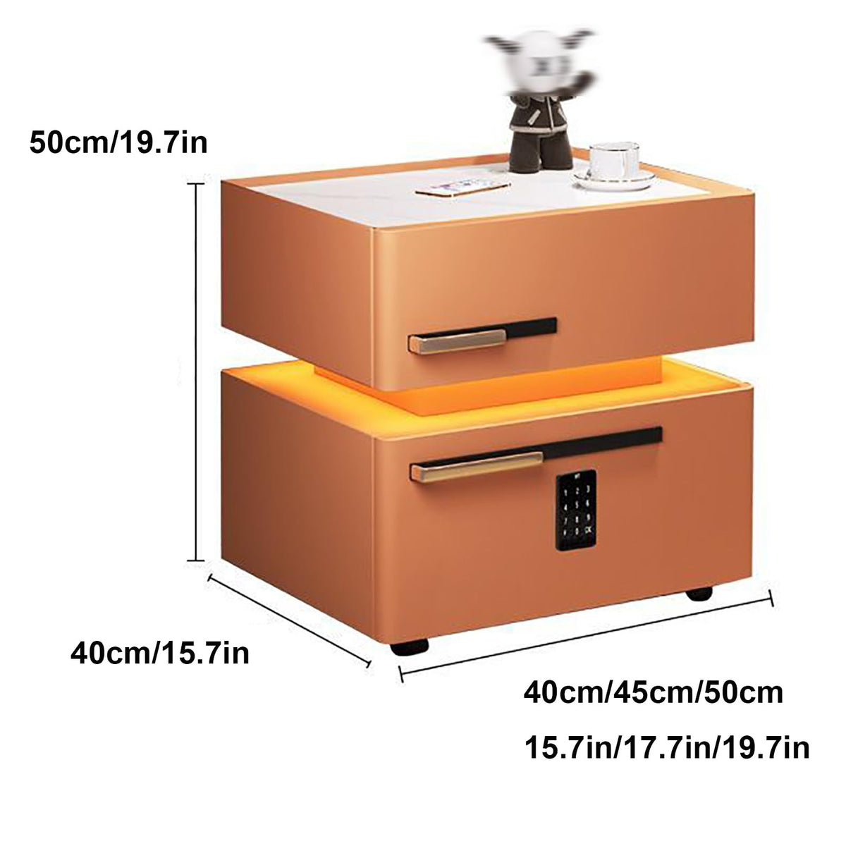 Light Gray Nightstand with Wireless Charging and Drawers Y69316