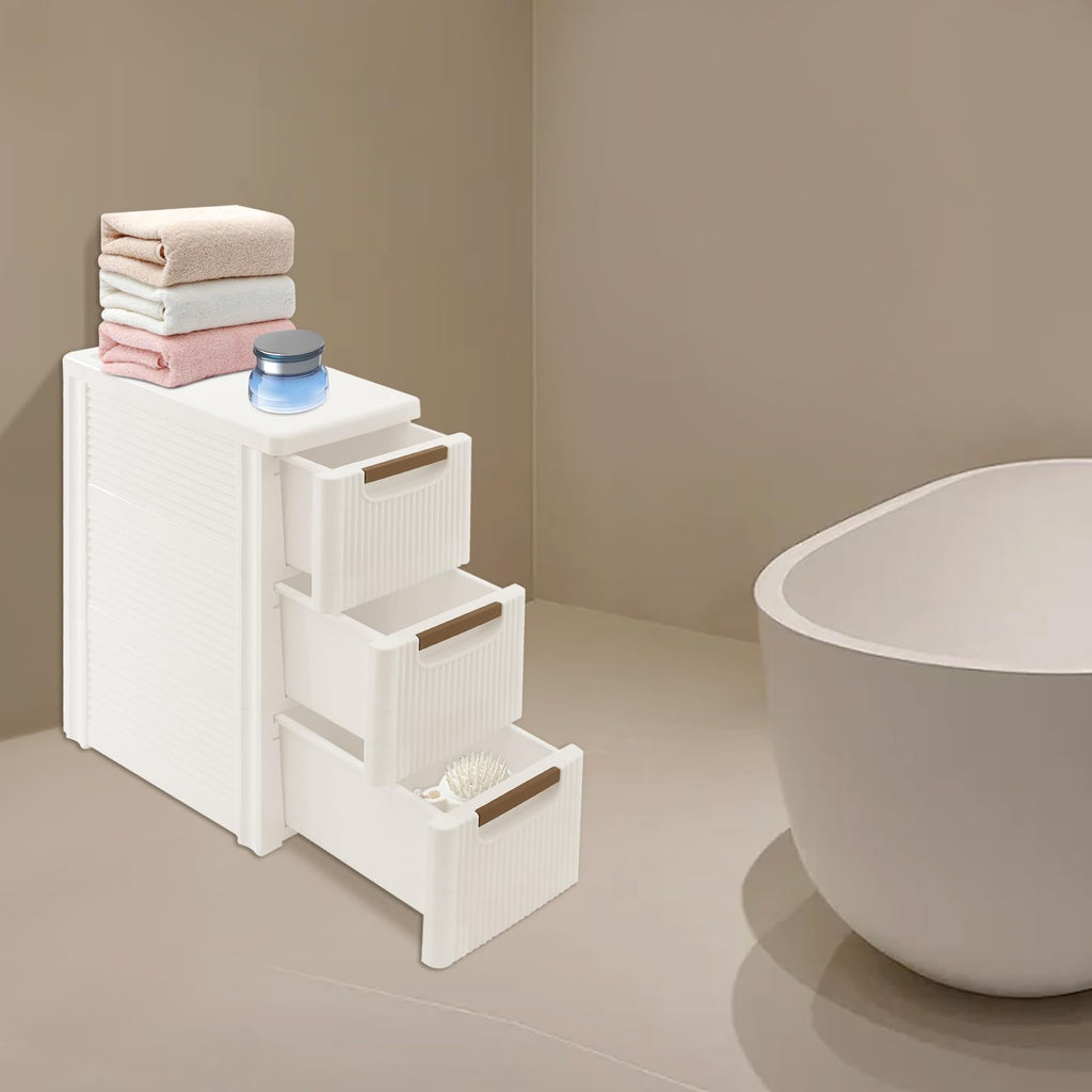 Narrow Rolling Storage Cabinet with 3 Drawers Y6984