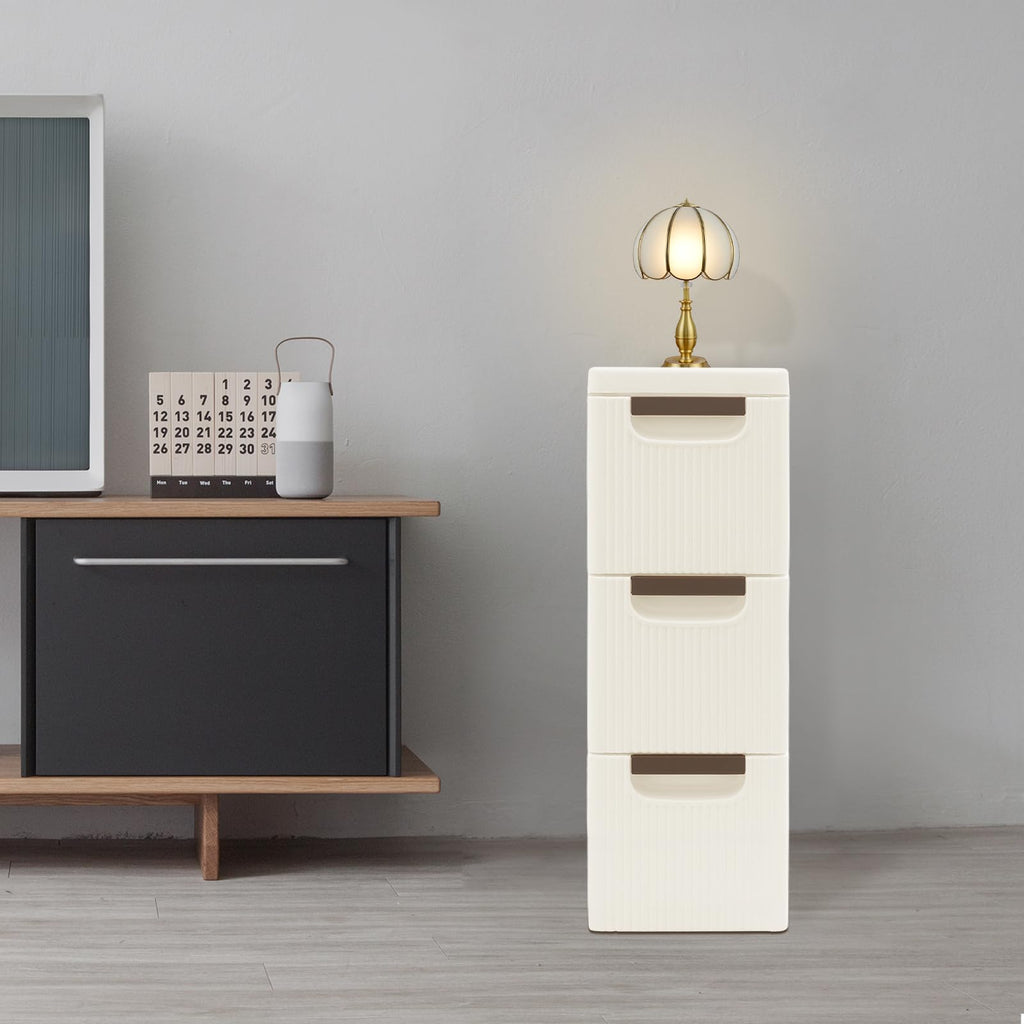 Narrow Rolling Storage Cabinet with 3 Drawers Y6984