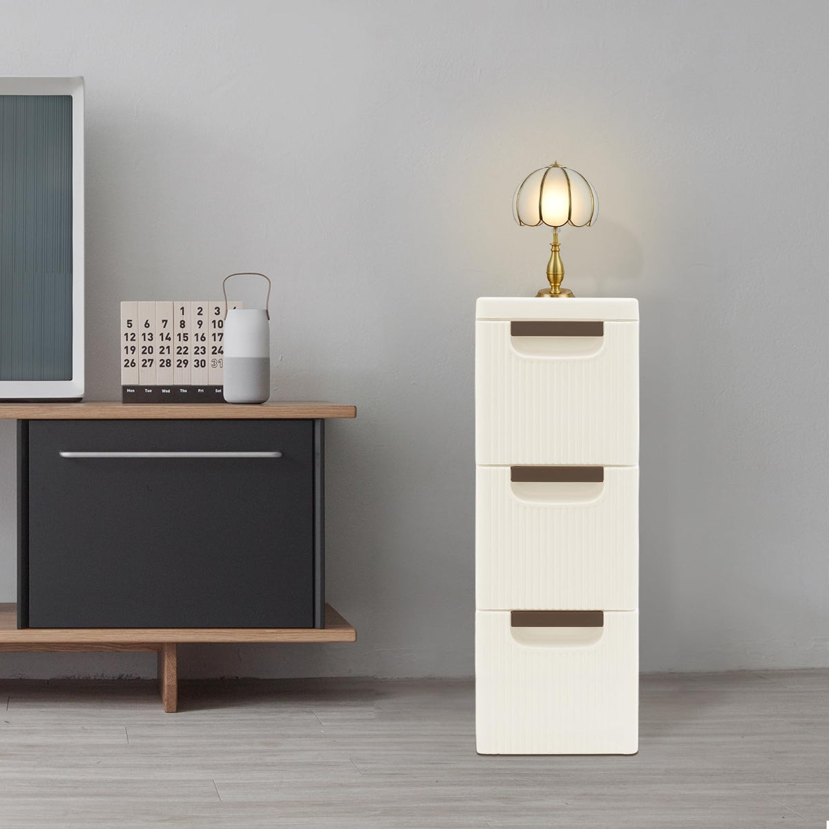 Narrow Rolling Storage Cabinet with 3 Drawers Y6984