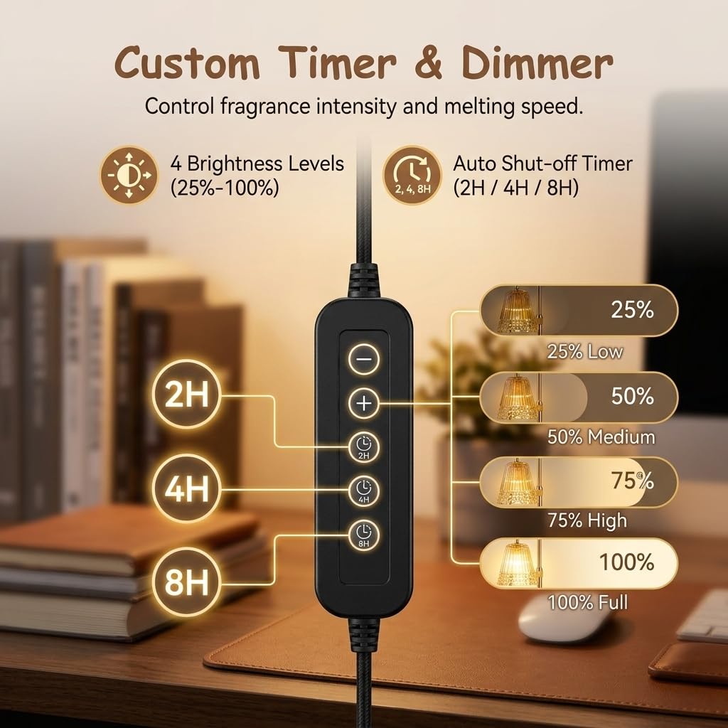 Dimmable Height Adjustable Candle Warmer Lamp with Timer W4991