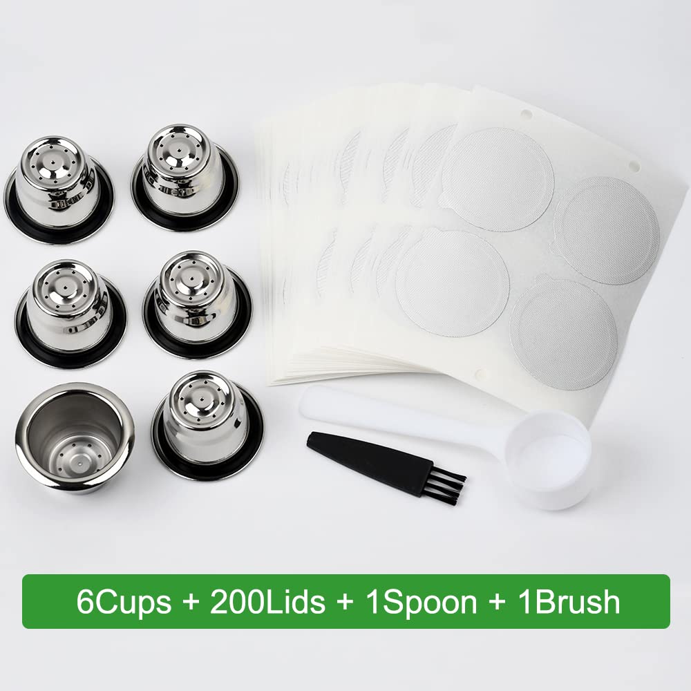 Reusable Stainless Steel Espresso Capsules 6 Cups 200 Lids Q1776