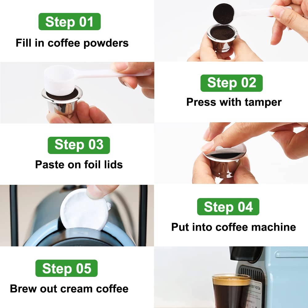 Reusable Stainless Steel Espresso Capsules 6 Cups 200 Lids Q1776