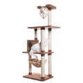 Tall 70 Inch MultiLevel Feline Activity Tower with Scratching Posts and Playhouse, Tan P2958