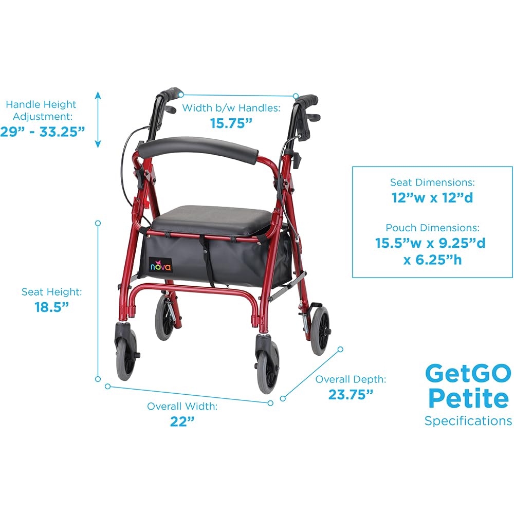 Lightweight Folding Narrow Rollator Walker with Seat G36713