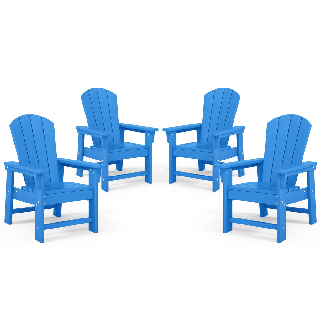 Kids Adirondack Chair Set of 4 Plastic Outdoor Pacific Blue G91210