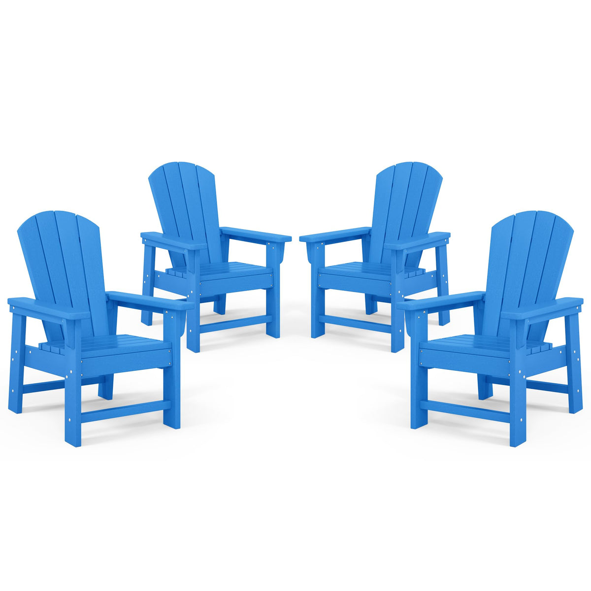 Kids Adirondack Chair Set of 4 Plastic Outdoor Pacific Blue G91210