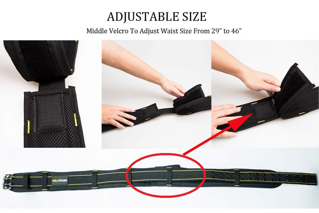 2-Inch Padded Tool Belt with 4 D-Rings Heavy Duty Double Metal Roller Buckle N6616