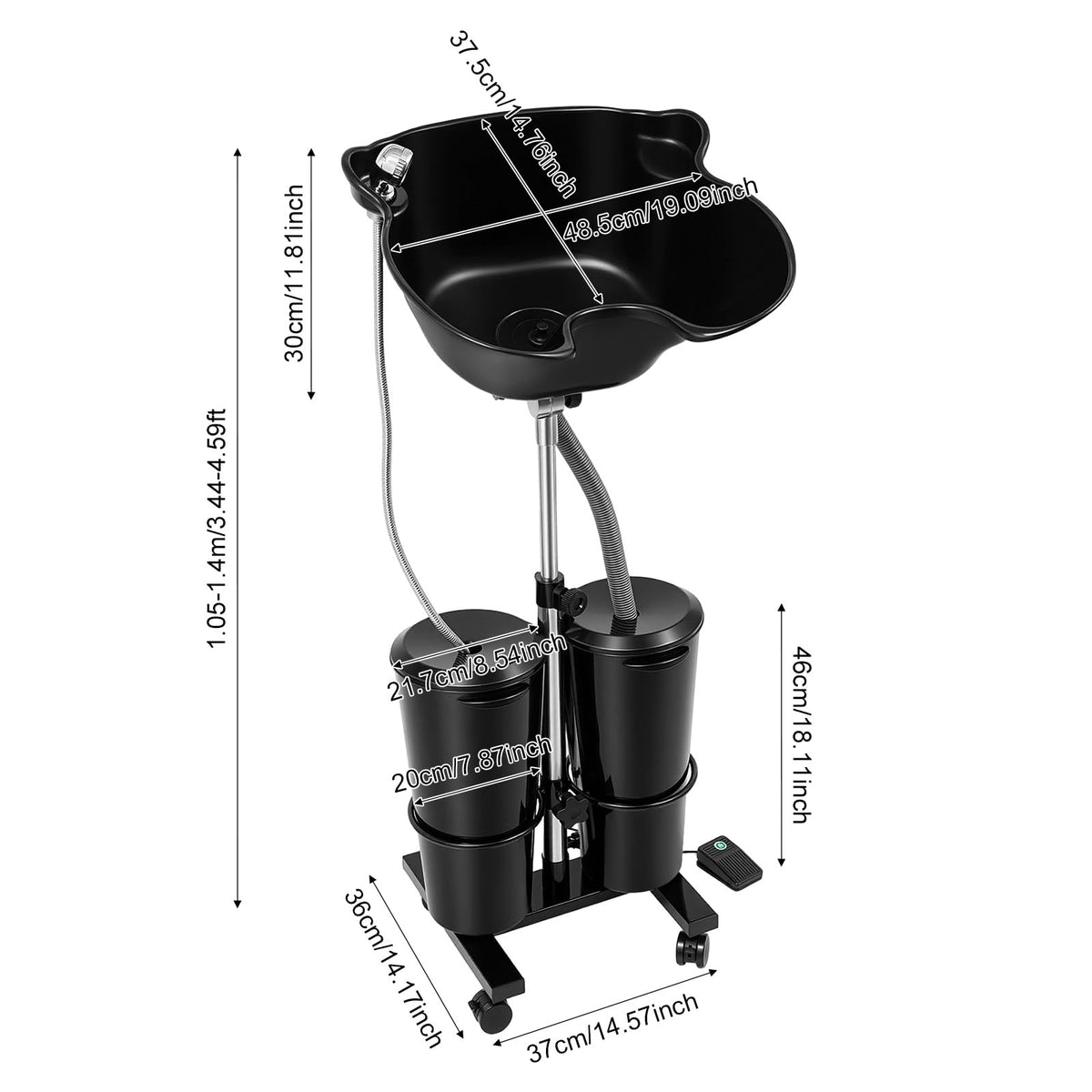 Portable Height Adjustable Shampoo Bowl with Electric Pump S851
