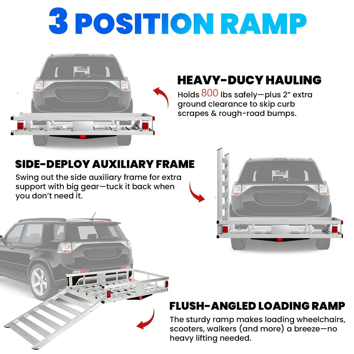 52"x31"x10" Aluminum Hitch Cargo Carrier with Ramp Q503510