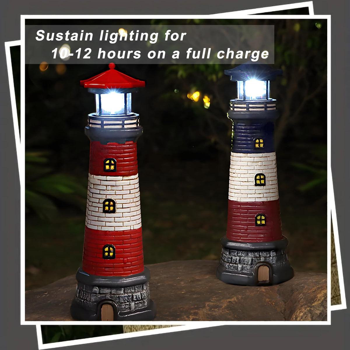 Solar Outdoor Lighthouse Garden Statue J472