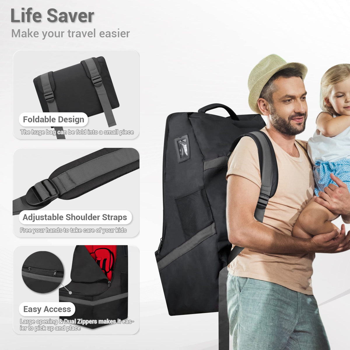Padded Gray Car Seat Travel Bag Z791896