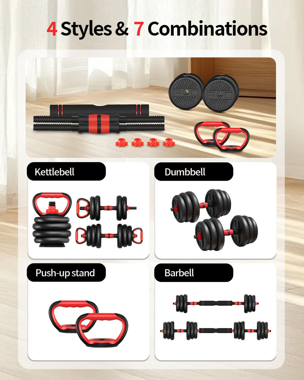 Adjustable Dumbbells Free Weight Set with Connector N448