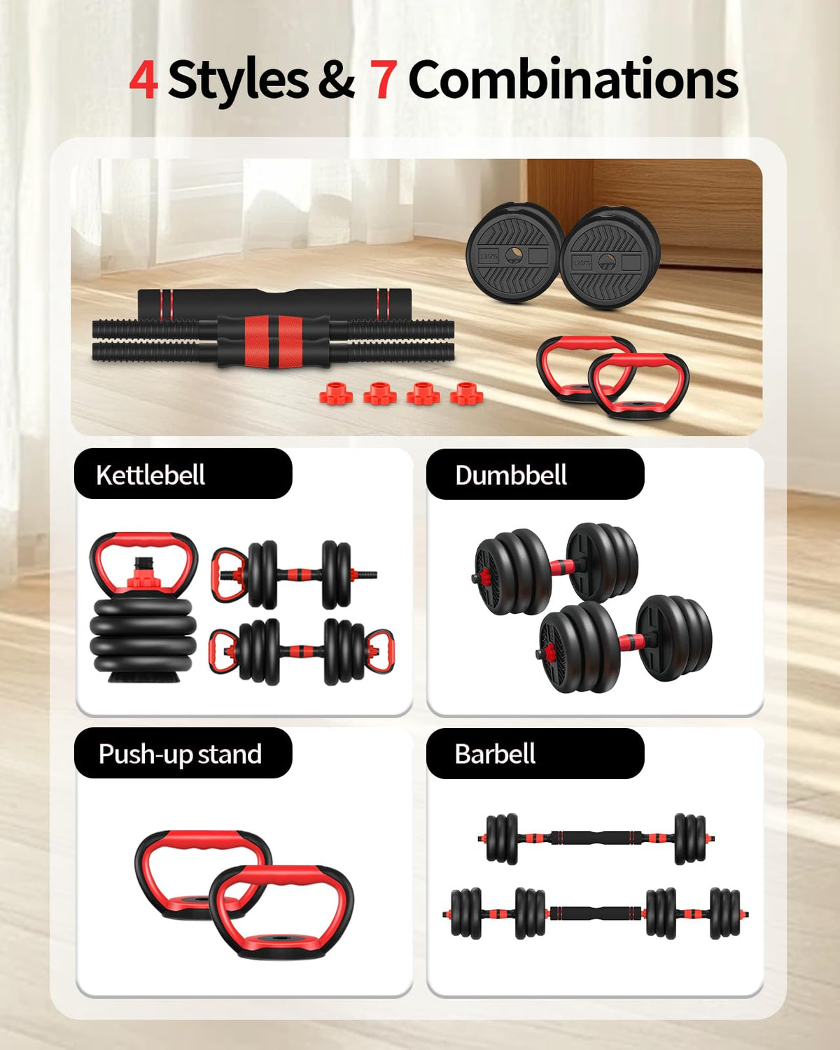 Adjustable Dumbbells Free Weight Set with Connector N448