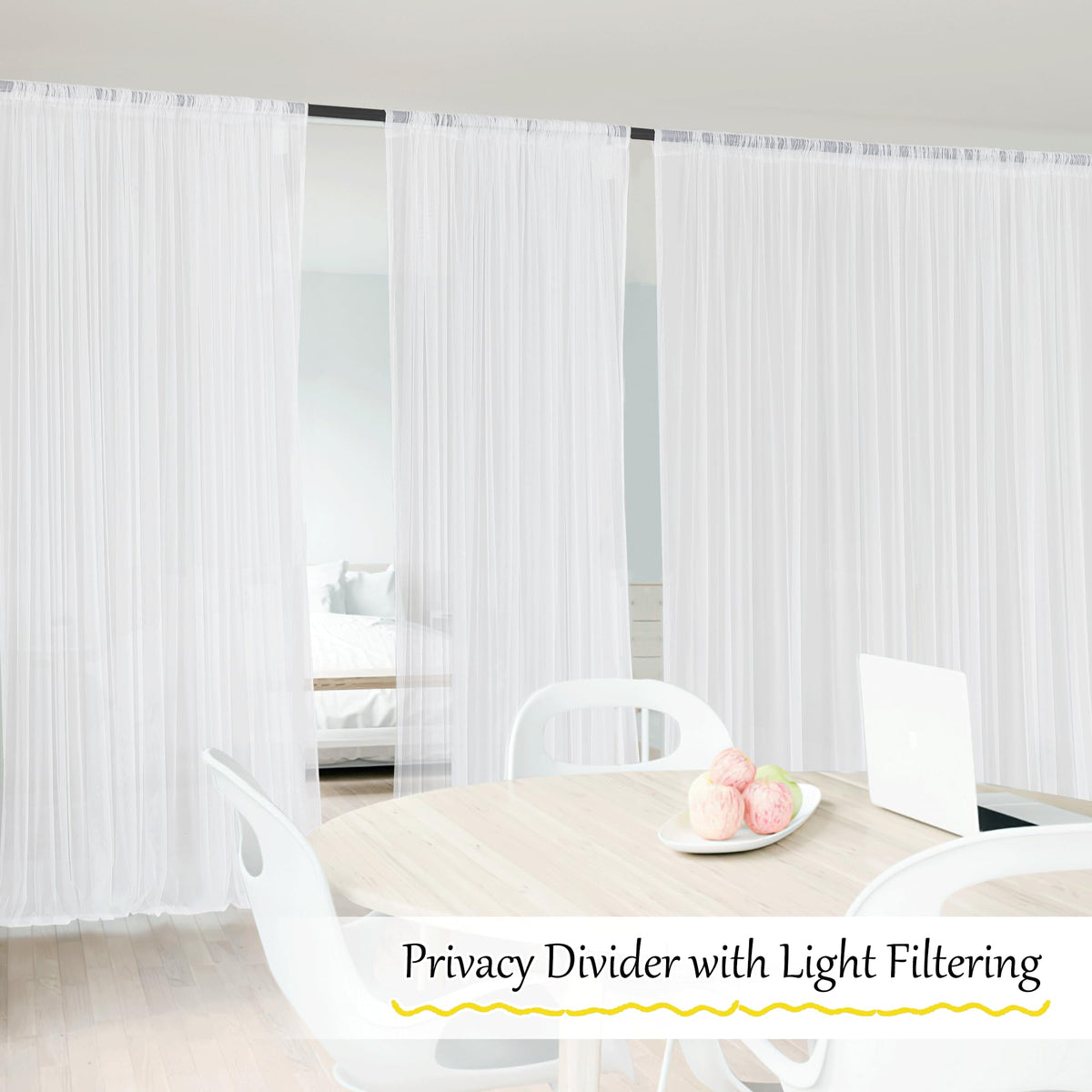 White 2 Panels Waterproof Mosquito Netting Curtains G908930