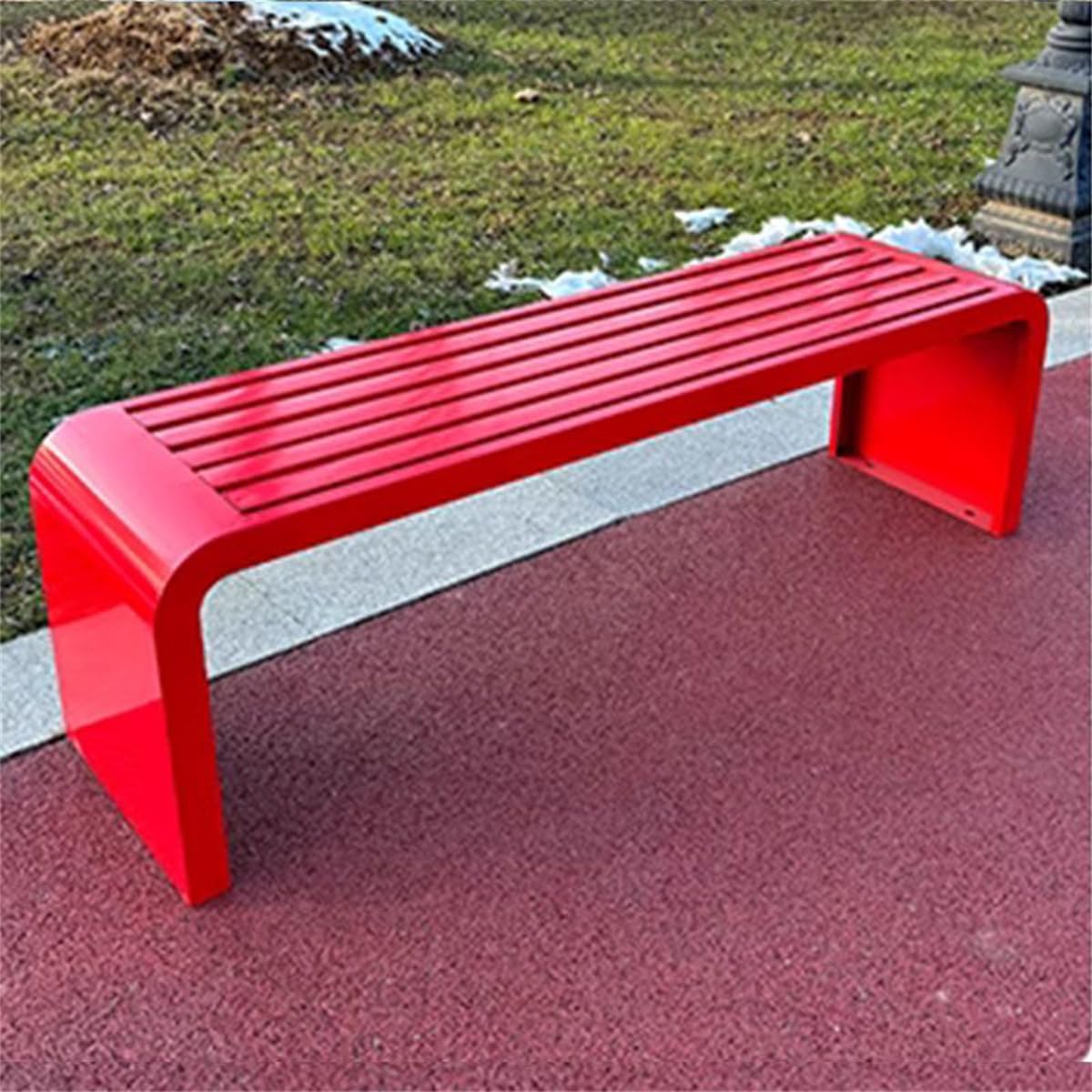 Alloy Stainless Steel Outdoor Bench Red 59" L x 16" W x 18" H D61948