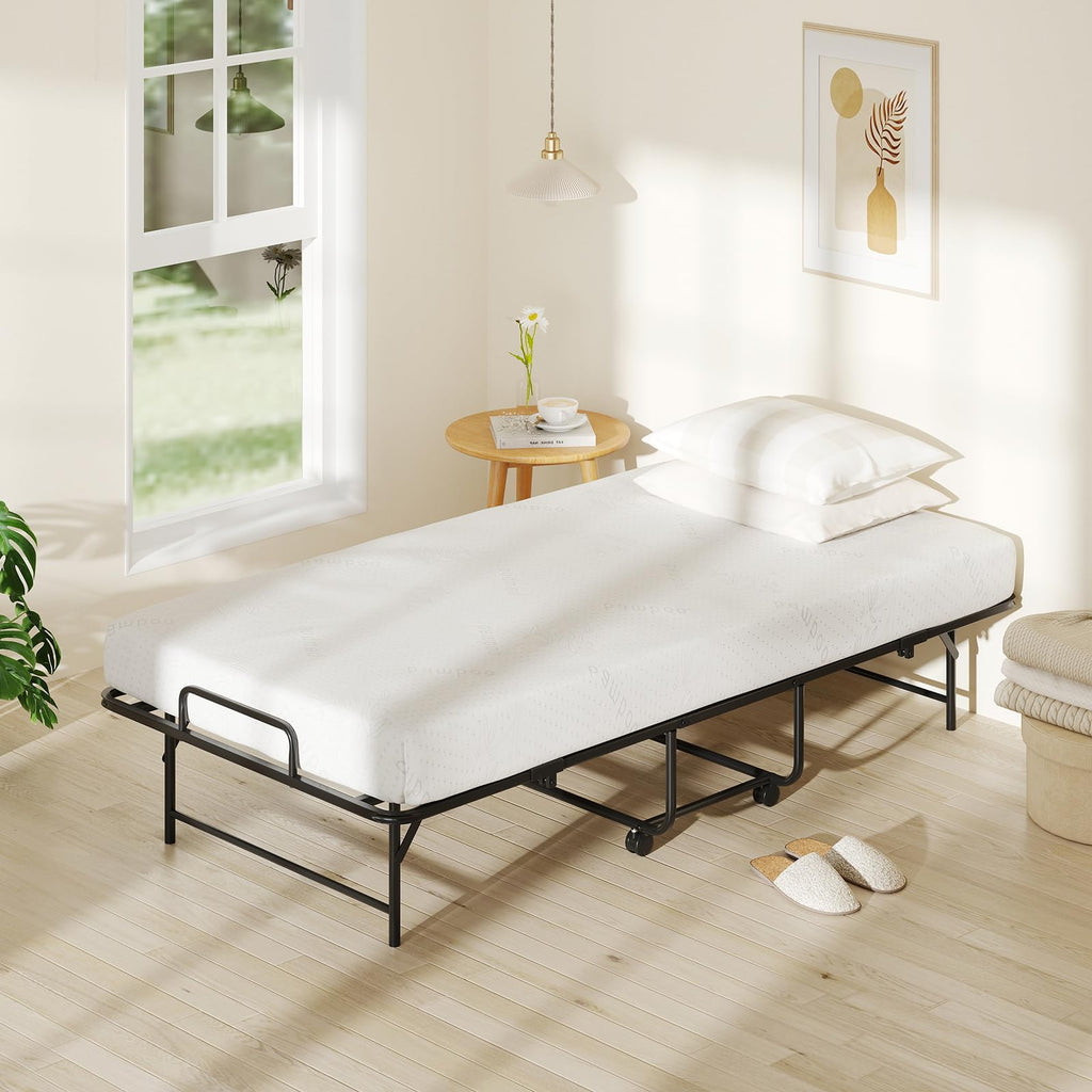 Twin Folding Bed Frame with Memory Foam Mattress X369