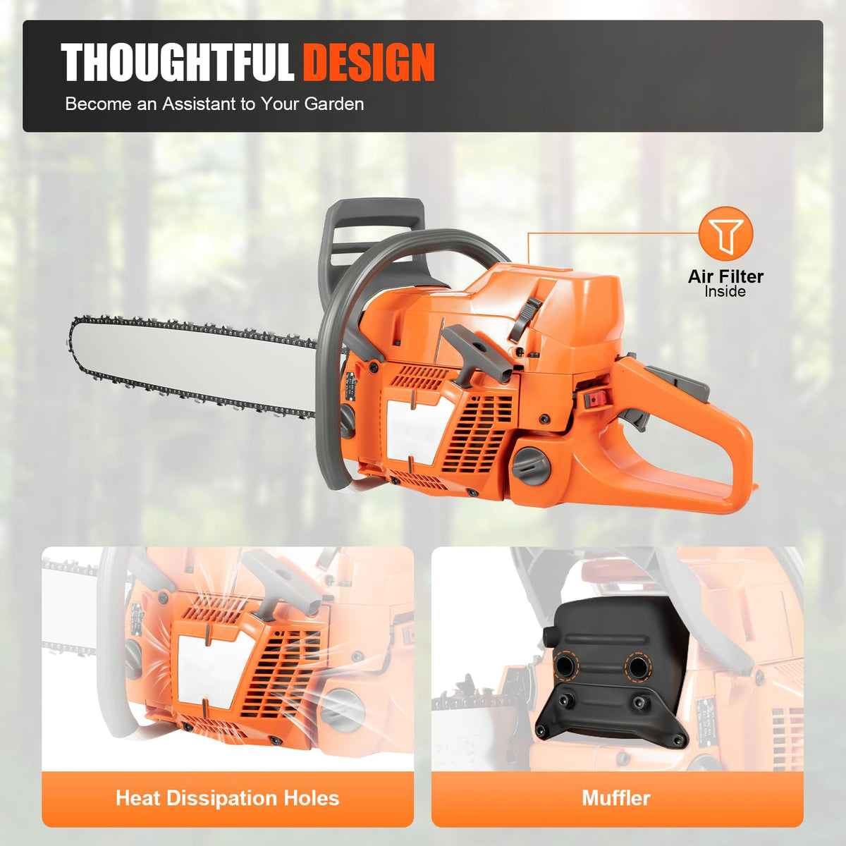 Gas Powered Chainsaw, 71.8cc 2-Stroke, 24 Inch E82801