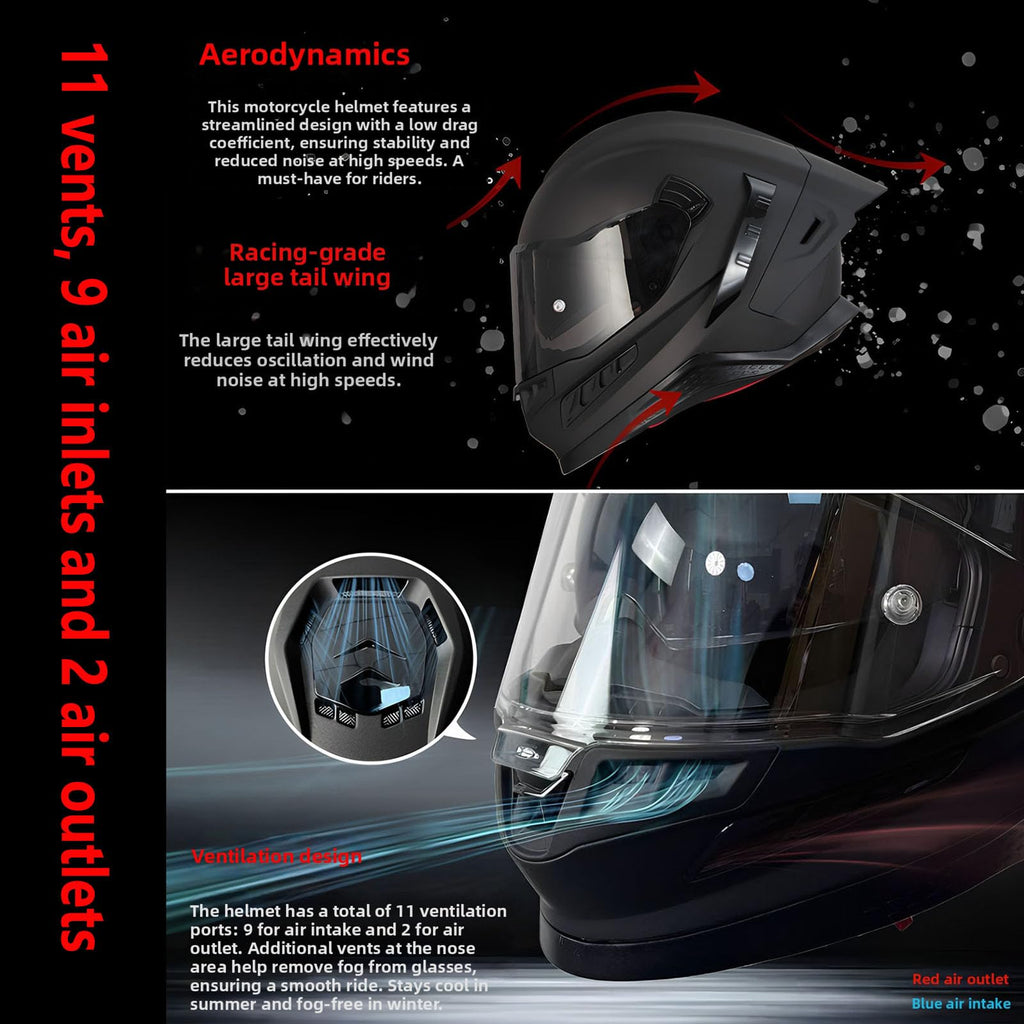 Full Face Motorcycle Helmet DOT Dual Sun Visor U694