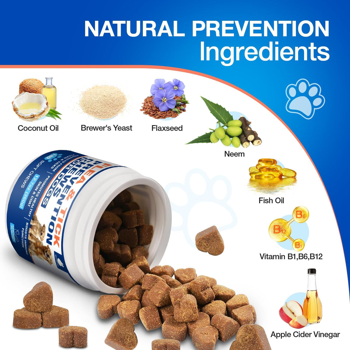 Natural Flea and Tick Prevention for Dogs Chewables R1867