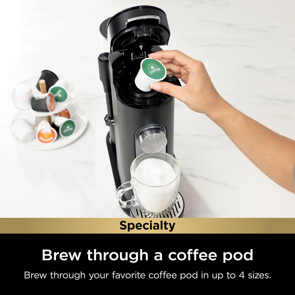 Single-Serve Coffee Maker with Milk Frother, Black Q461936