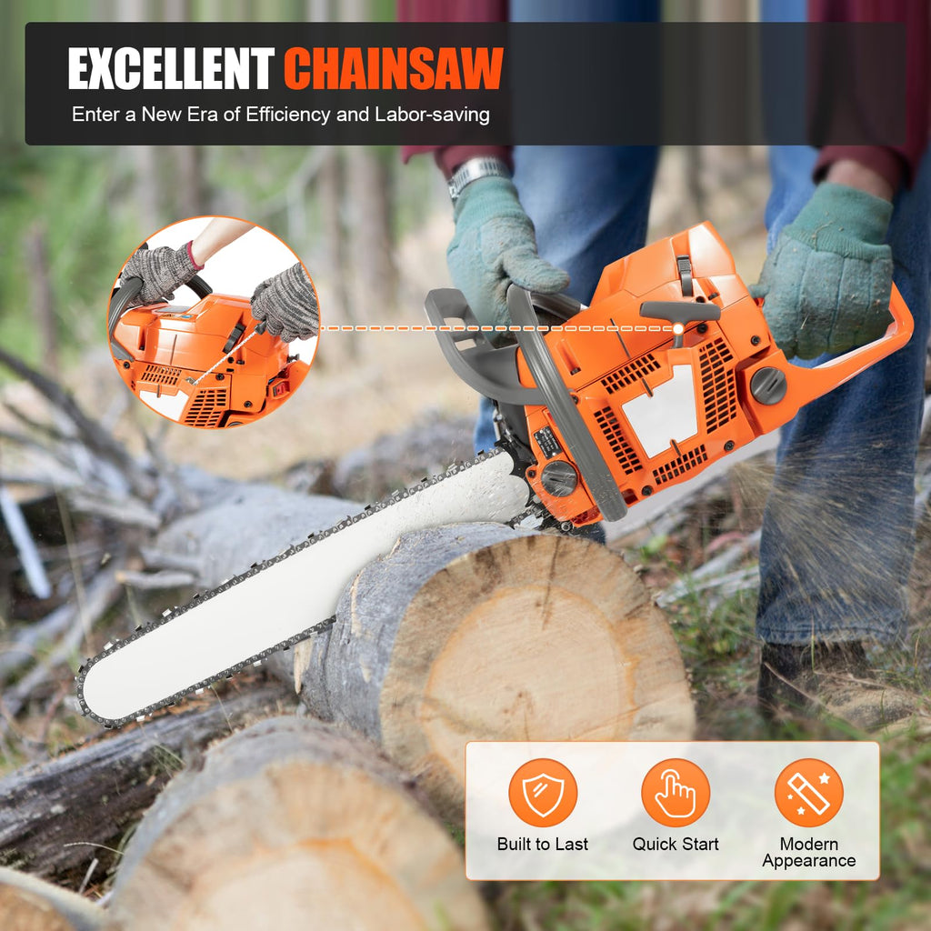 Gas Powered Chainsaw, 71.8cc 2-Stroke, 24 Inch E82801