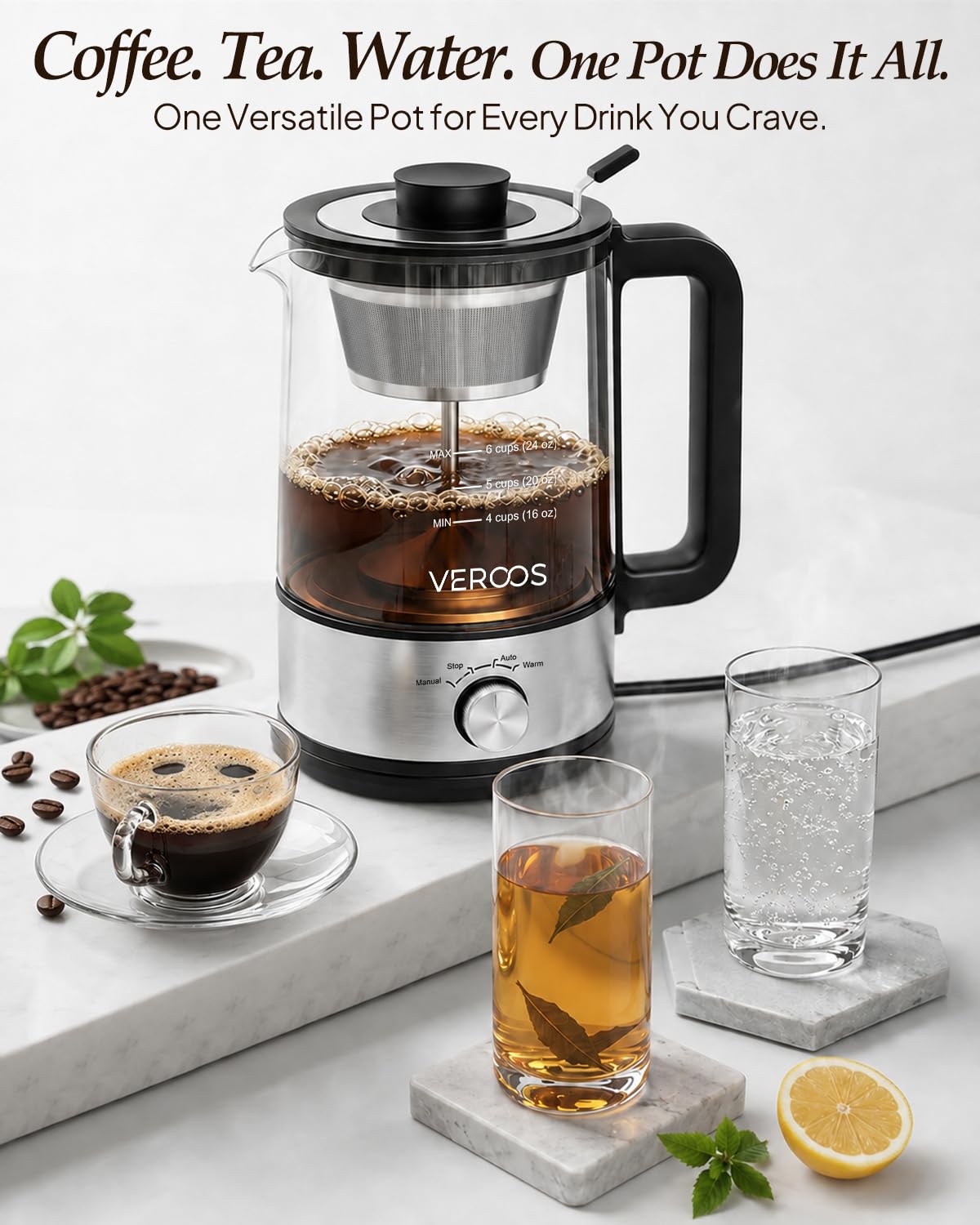 Electric 6-Cup Glass Percolator Coffee Pot K906360
