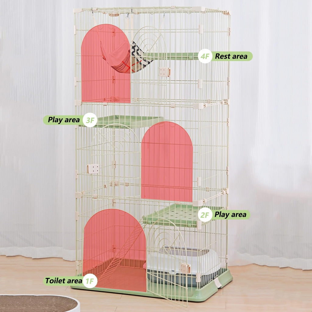 3/4-Tier Cat Cage Playpen with Hammock N9861