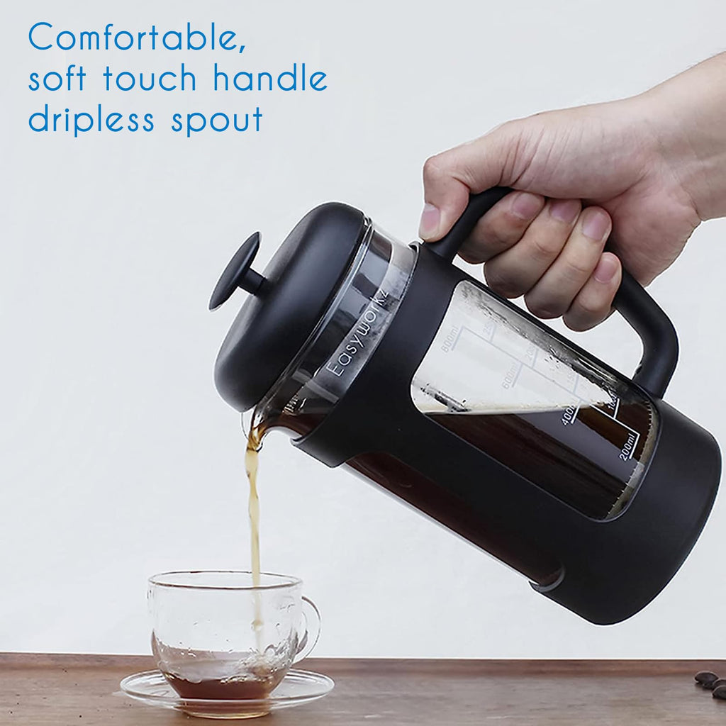 34 oz French Press Coffee Tea Maker with 10g Measuring Spoon C53135