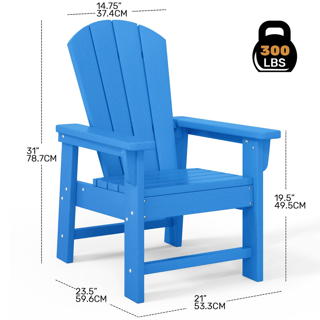 Kids Adirondack Chair Set of 4 Plastic Outdoor Pacific Blue G91210