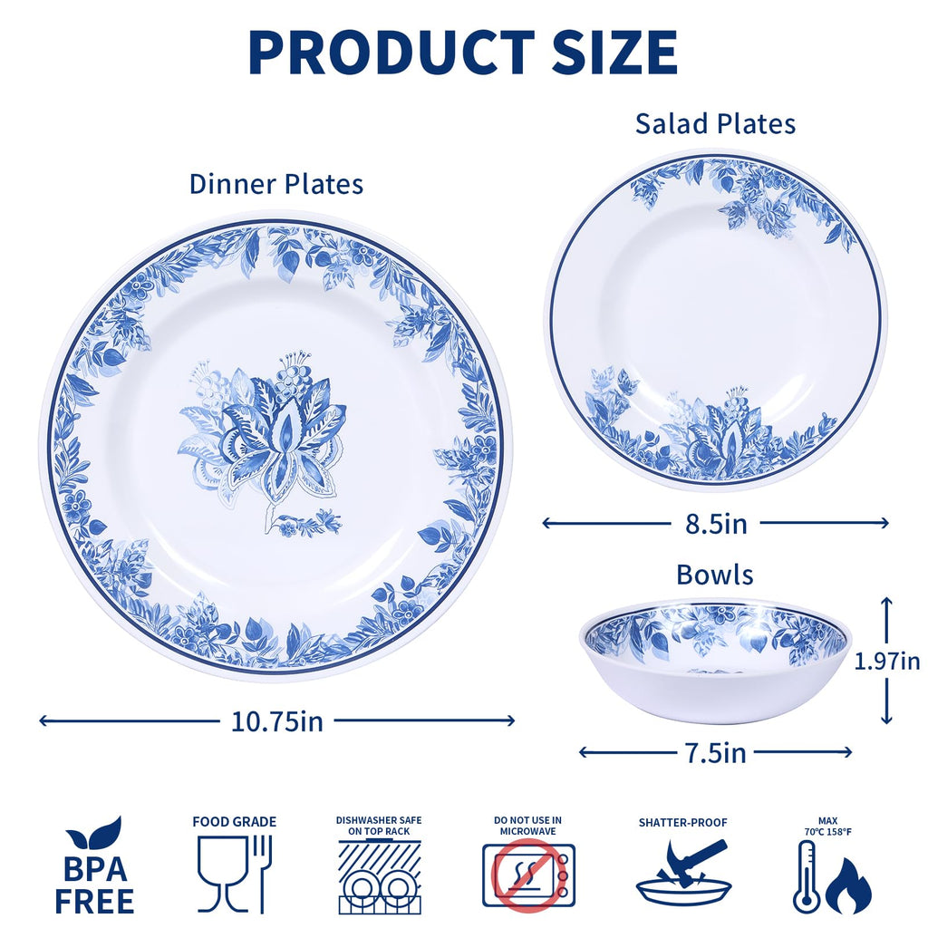 12 Pc Floral Melamine Dinnerware Set D298180