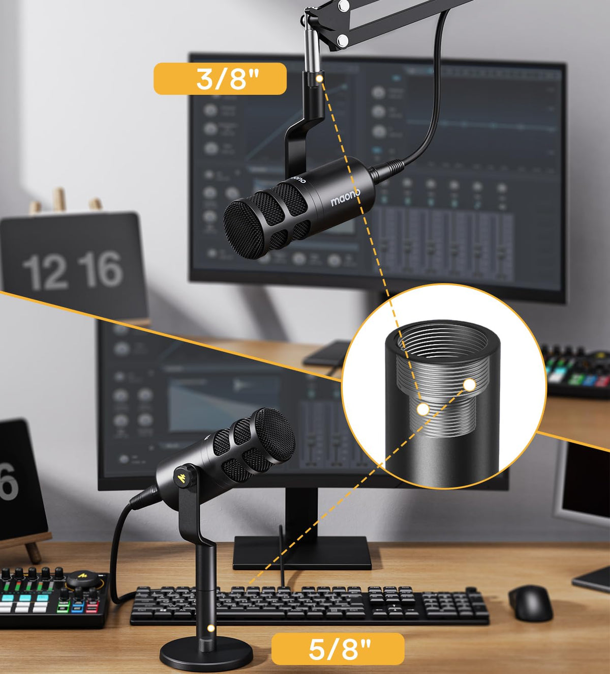 XLR Podcast Microphone, Cardioid Dynamic Metal Desk Mic C27452