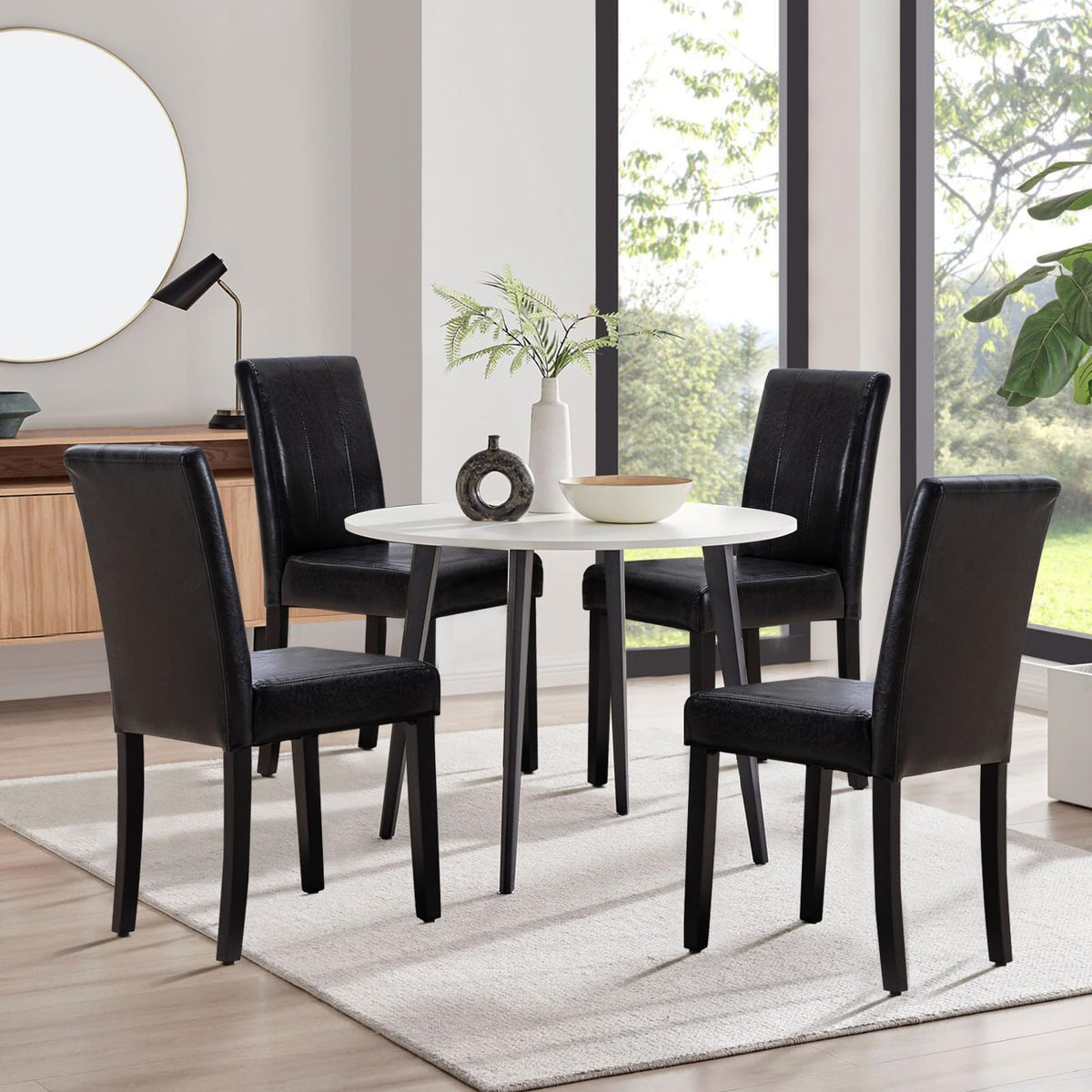 Black PU Leather Dining Chairs Set of 4 M23306