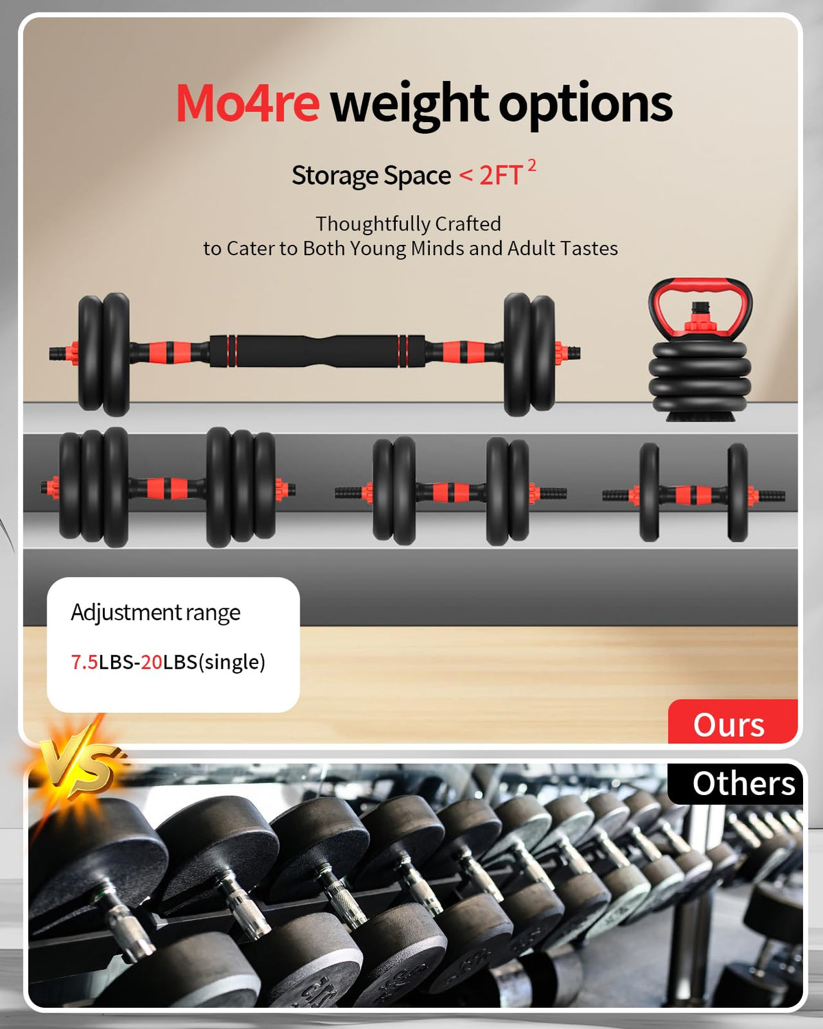 Adjustable Dumbbells Free Weight Set with Connector N448