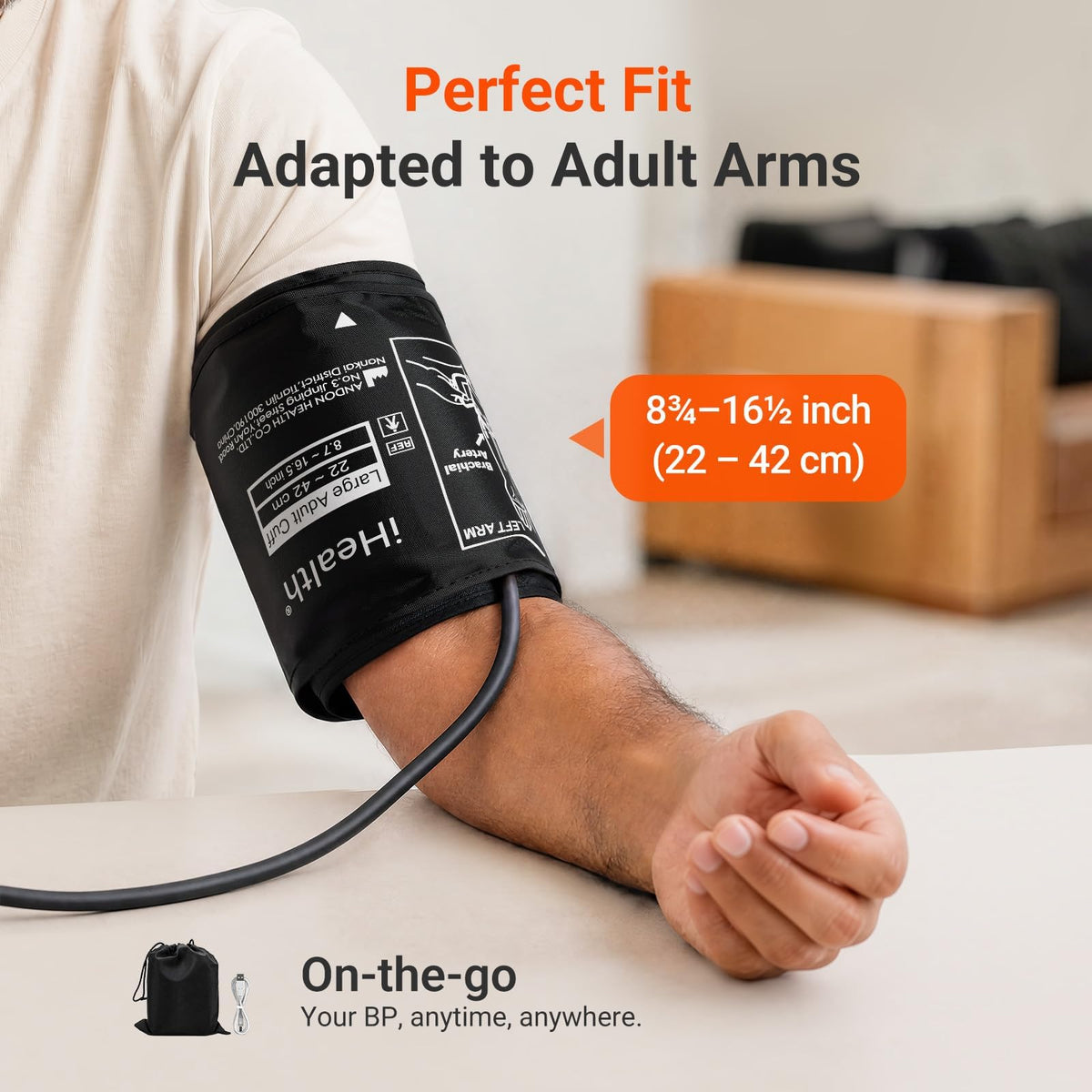 Bluetooth Upper Arm Blood Pressure Monitor with Large Cuff H3769